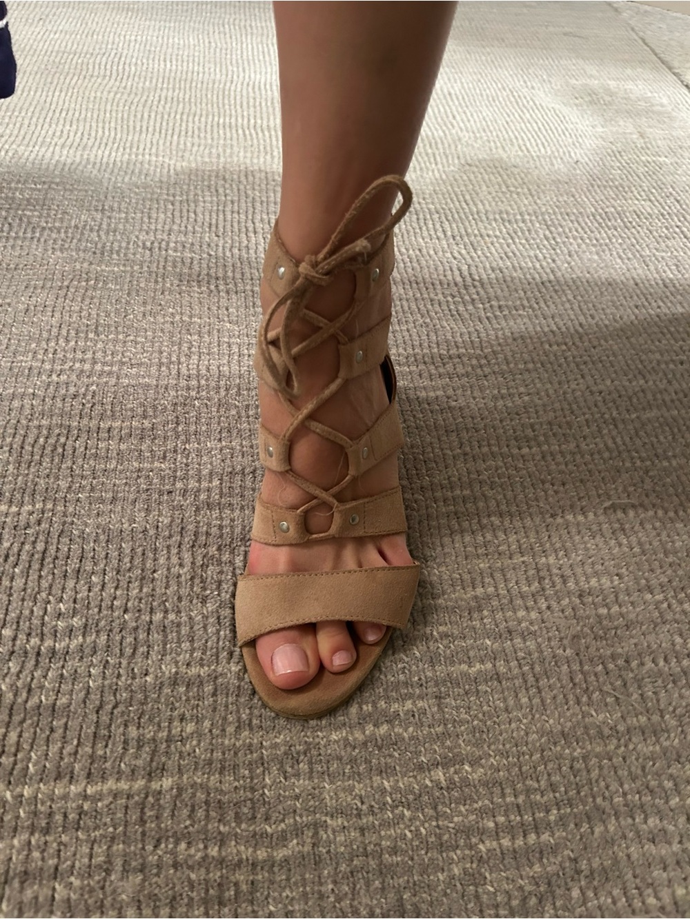 Carvela by Kurt Geiger Tan Suede Lace-Up with Wedge Heel